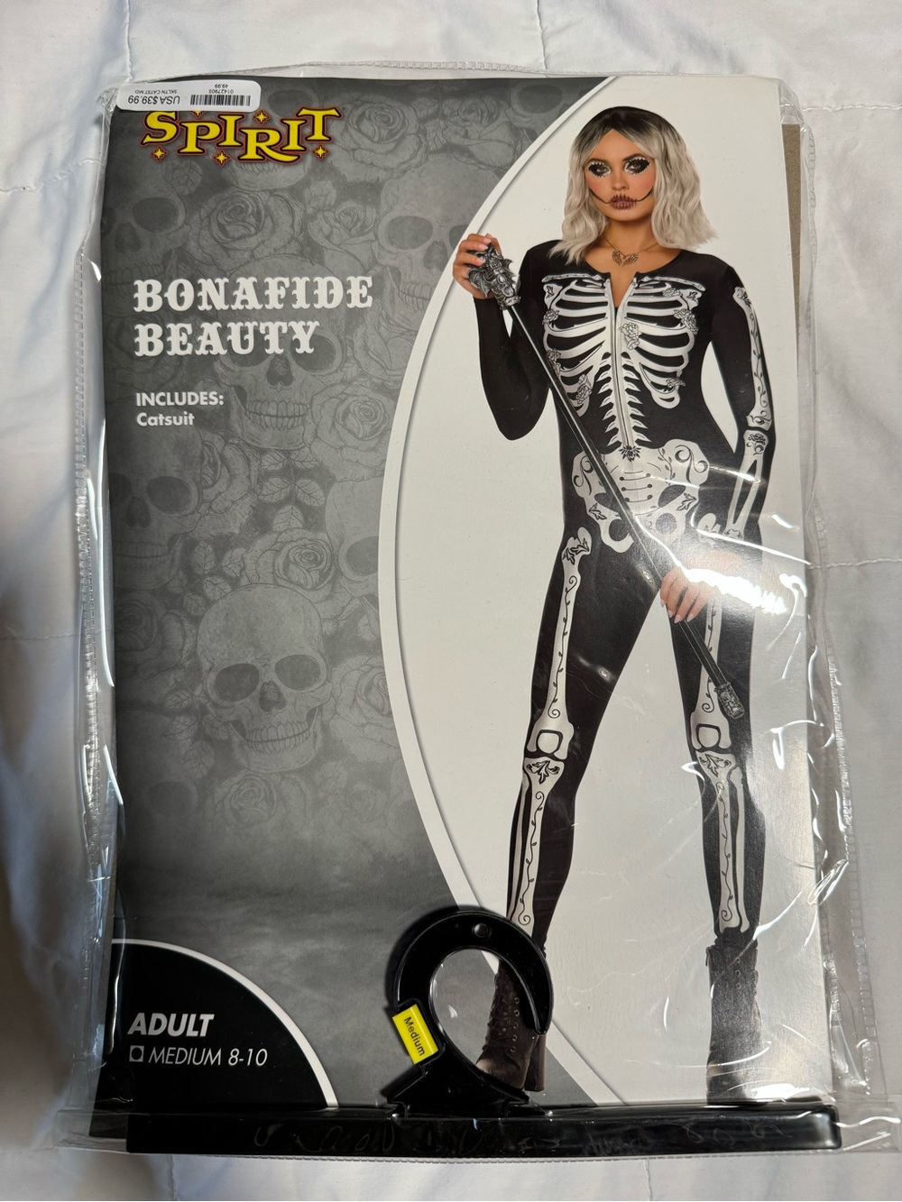 Spirit Bonafide Beauty Black and White Skeleton Catsuit Costume